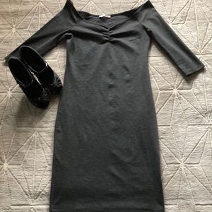 Zara Trafaluc Gray Jersey Off Shoulder Dress